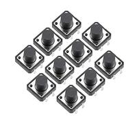 sourcing map 12x12x9mm Panel Mini/Micro/Small PCB Momentary Tactile Tact Push Button Switch DIP Black Color 10PCS