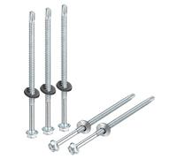 sourcing map #12x4-15/16" Self Drilling Screws with Rubber Washer, 150Pcs Zinc Plated Finish Hex Head Self Tapping Screws with EPDM Washer for Metal