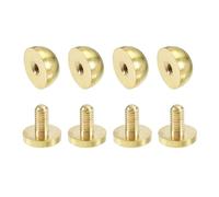 sourcing map 12x7mm Round Studs Rivet Purse Handbag Feet Spike Brass Leather Craft Screw Back Rivets DIY 4 Sets