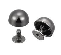 sourcing map 12x7mm Screw Back Rivets Hollow Round Head Leather Studs Spike Black 8 Sets