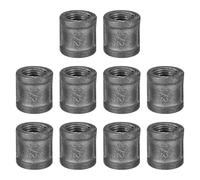sourcing map 13/16"(20mm) Pipe Fitting Coupling, Cast Malleable Iron Threaded Pipe Coupling Connector for Vintage Shelf Bracket DIY Furniture Plumbing Pipe, 10Pcs