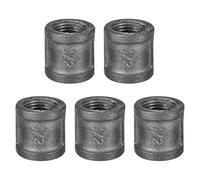 sourcing map 13/16"(20mm) Pipe Fitting Coupling, Cast Malleable Iron Threaded Pipe Coupling Connector for Vintage Shelf Bracket DIY Furniture Plumbing Pipe, 5Pcs