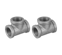 sourcing map 13/16"(20mm) Tee Pipe Fitting, Malleable Cast Iron Threaded Pipe Fitting for Vintage Shelves Bracket DIY Furniture Plumbing Pipe, 2Pcs