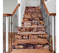 sourcing map 13 Strips Stair Stickers 39"x7" Self-Adhesive Peel and Stick Staircase Riser Decals Stone Pattern for Home Decor