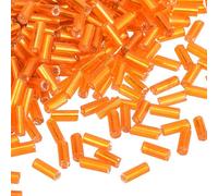 sourcing map 1300Pcs Glass Bugle Beads, 4x1.7mm Tube Mini Loose Glass Seed Spacer Bead for DIY Earrings Necklaces Bracelets Jewelry Making (Orange)