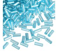 sourcing map 1300Pcs Glass Bugle Beads, 4x1.7mm Tube Mini Loose Glass Seed Spacer Bead for DIY Earrings Necklaces Bracelets Jewelry Making (Sky Blue)