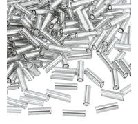 sourcing map 1300Pcs Glass Bugle Beads, 6x1.7mm Tube Mini Loose Glass Seed Spacer Bead for DIY Earrings Necklaces Bracelets Jewelry Making (Silver)