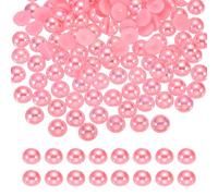 sourcing map 1300Pcs Half Pearl for Crafts, 6mm Plastic Half Flatback Imitation Pearls Cabochon Loose Beads Rhinestone for DIY Crafts Clothing Tumbler Shoes Embellishment Nail (Light Pink AB)