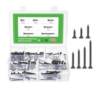 sourcing map 130pcs M3.5 Phillips Flat Head Sheet Metal Screws, M3.5x16/20/25/30/35/40/50mm Carbon Steel Cross Drive Self Tapping Wood Screws Chipboard Screw for Sheet Metal, Wood, Black