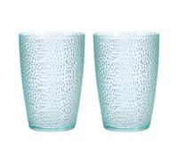 sourcing map 13oz Acrylic Drinking Glasses, 2Pcs Plastic Reusable Tumblers Drinkware Unbreakable Water Glasses Cups Stackable & Dishwasher Safe for Home Outdoors Restaurant, Light Blue