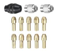 sourcing map 13pcs Drill Chuck Collet Set 0.5-3.2mm Mini Electric Grinder Quick Change Replacement Drilling Tool for Rotary Tools with 485 Brass Collet Metal Nut