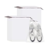 sourcing map 13pcs Transparent Shoe Bags 15.7" x 11.8" Clear PE Waterproof Shoe Bags Large Portable Travel Storage Organizer with Drawstring Fit Men and Women for Travel Sport Home Use, White