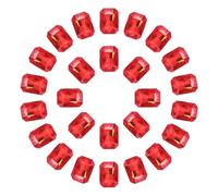 sourcing map 13x18MM Octagon Rectangle Rhinestones, 100 Pcs Crystal Faceted Rhinestones with Silver Plated Glass Gems for Crafts (Red)