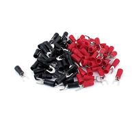 sourcing map 14-12 AWG Wire Connector Insulated Fork Terminal #10 with 100 Piece, Red/Black