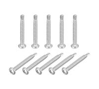 sourcing map #14-2" Self Drilling Screws, 30pcs 410 Stainless Steel Phillips Pan Head Self Tapping Screws for Wood Plastic