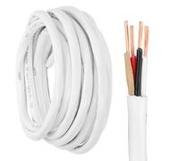 sourcing map 14/3 NM-B Wire with Ground, 15Ft 14AWG 600V UL-Listed Pure Copper Wire 3 Conductor Non-Metallic Sheathed Electrical Cable for Residential Commercial Indoor Wiring(White)