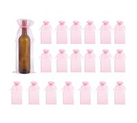 sourcing map 14.5 x 5.5 Inch Organza Wine Bags, 20Pcs Drawstring Organza Bottle Gift Bags Sheer Wine Wrapping Bag for Bottle Wrap Birthday Christmas Wedding Party Favors, Pink