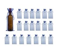 sourcing map 14.5 x 5.5 Inch Organza Wine Bags, 20Pcs Drawstring Organza Bottle Gift Bags Sheer Wine Wrapping Bag for Bottle Wrap Birthday Christmas Wedding Party Favors, Navy Blue