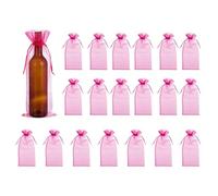 sourcing map 14.5 x 5.5 Inch Organza Wine Bags, 20Pcs Drawstring Organza Bottle Gift Bags Sheer Wine Wrapping Bag for Bottle Wrap Birthday Christmas Wedding Party Favors, Rose Red