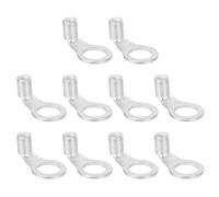 sourcing map 14 AWG - 3/16" Copper Wire Lugs, 90 Degree Bent Battery Cable Ends Battery Lugs Ring Terminals Connectors Bare Copper Eyelet for Marine Electrical Supplies (Silver, 10Pcs)