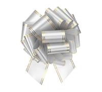 sourcing map 14 Inch Giant Large Pull Bow Big Metallic Car Bows Silver