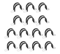 sourcing map 14 Pcs 40mm(1-9/16") Cable Clamp, 304 Stainless Steel Rubber Coated Cushioned Insulated Cable Clamp 2 Hole U-Tube Strap Clamp for Lines Pipe Hose Wire Cord Installation, Black