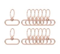 sourcing map 14 Pcs Swivel Clasps Hook, 1-1/2 Inch D Ring Lobster Claw Clasps Trigger Snap Hooks Metal Keychain Clips for DIY Purse Jewelry Making, Rose Gold