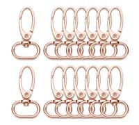 sourcing map 14 Pcs Swivel Clasps Hook, 4/5 Inch D Ring Lobster Claw Clasps Trigger Snap Hooks Metal Keychain Clips for DIY Purse Jewelry Making, Rose Gold