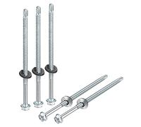 sourcing map #14 x 5" Self Drilling Screws with Rubber Washer, 50pcs Zinc Plated Steel Roofing Screws Hex Head Self Tapping Screws with EPDM Washer for Metal to Metal
