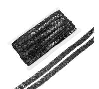 sourcing map 14 Yard Sequins Beaded Lace Trim 2 Row 0.6 inch Sequin Braid Trim Strip Paillette Sequins Ribbon Trim for Crafts, Embellishments, DIY Sewing Costume Black