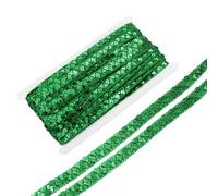 sourcing map 14 Yard Sequins Beaded Lace Trim 2 Row 0.6 inch Sequin Braid Trim Strip Paillette Sequins Ribbon Trim for Crafts, Embellishments, DIY Sewing Costume Green