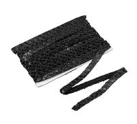 sourcing map 14 Yards Sequins Trim Ribbon 0.6 Inch Sequin Gimp Braid Trim Beaded Lace Ribbon Paillette Fabric Flat Trims Strips for Crafts Sewing Clothes Home Party Decoration, Black