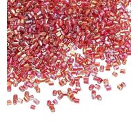 sourcing map 1400 Pcs Glass Bugle Beads, 1.5x1.5mm Tube Mini Loose Glass Seed Spacer Bead for DIY Earrings Necklaces Bracelets Jewelry Making (Rose Red)