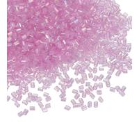sourcing map 1400 Pcs Glass Bugle Beads, 1.5x1.5mm Tube Mini Loose Glass Seed Spacer Bead for DIY Earrings Necklaces Bracelets Jewelry Making (Purple and Pink)