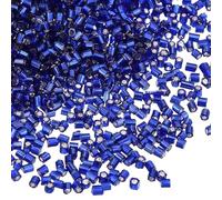 sourcing map 1400Pcs Glass Bugle Beads, 1.5x1.5mm Tube Mini Loose Glass Seed Spacer Bead for DIY Earrings Necklaces Bracelets Jewelry Making (Silver-Dark Blue)