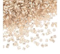 sourcing map 1400Pcs Glass Bugle Beads, 1.5x1.5mm Tube Mini Loose Glass Seed Spacer Bead for DIY Earrings Necklaces Bracelets Jewelry Making (Silver-Champagne)