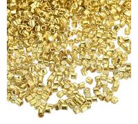 sourcing map 1400Pcs Glass Bugle Beads, 1.5x1.5mm Tube Mini Loose Glass Seed Spacer Bead for DIY Earrings Necklaces Bracelets Jewelry Making (Electroplating Gold)