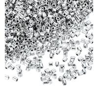 sourcing map 1400Pcs Glass Bugle Beads, 1.5x1.5mm Tube Mini Loose Glass Seed Spacer Bead for DIY Earrings Necklaces Bracelets Jewelry Making (Electroplating White K)