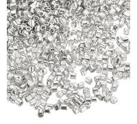 sourcing map 1400Pcs Glass Bugle Beads, 1.5x1.5mm Tube Mini Loose Glass Seed Spacer Bead for DIY Earrings Necklaces Bracelets Jewelry Making (Electroplating Silver)