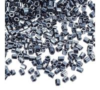 sourcing map 1400Pcs Glass Bugle Beads, 1.5x1.5mm Tube Mini Loose Glass Seed Spacer Bead for DIY Earrings Necklaces Bracelets Jewelry Making (Electroplating Gun Gray)