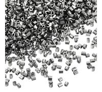 sourcing map 1400Pcs Glass Bugle Beads, 1.5x1.5mm Tube Mini Loose Glass Seed Spacer Bead for DIY Earrings Necklaces Bracelets Jewelry Making (Electroplating Gray)