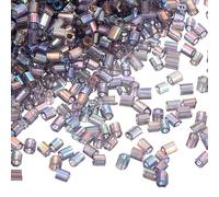 sourcing map 1400Pcs Glass Bugle Beads, 1.9x1.5mm Tube Mini Loose Glass Seed Spacer Bead for DIY Earrings Necklaces Bracelets Jewelry Making (Bean Purple)