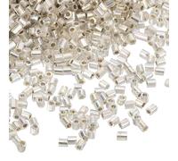 sourcing map 1400Pcs Glass Bugle Beads, 1.9x1.5mm Tube Mini Loose Glass Seed Spacer Bead for DIY Earrings Necklaces Bracelets Jewelry Making (Silver Tone)