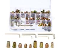 sourcing map 140Pcs M4 M5 M6 M8 M10 Threaded Inserts Nuts Assortment Tool Zinc Alloy Hex Socket Furniture Bolt Fastener Connector for Wood Furniture, with Hex Wrenches