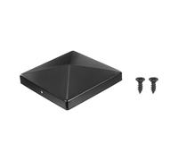 sourcing map 141 x 141mm Pyramid Post Cap, 1Pcs Galvanized Steel Fence Post Cover with Screws for Wood/Metal Fence Posts, Mailbox Pyramid Cover, Outdoor, Garden, Decks, Black