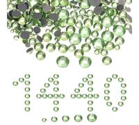 sourcing map 1440 Pcs Hotfix Rhinestones, 2mm-5mm, Flatback Crystal Glass Gems with Clear Bag Nail Art Kit for Crafts Clothes DIY Decoration 5 Sizes (SS6-SS20 Set,Fruit Green)