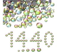 sourcing map 1440 Pcs Hotfix Rhinestones, 2mm-5mm, Flatback Crystal Glass Gems with Clear Bag Nail Art Kit for Crafts Clothes DIY Decoration 5 Sizes (SS6-SS20 Set,Rainbow Color)