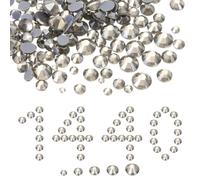 sourcing map 1440 Pcs Hotfix Rhinestones, 2mm-5mm, Flatback Crystal Glass Gems with Clear Bag Nail Art Kit for Crafts Clothes DIY Decoration 5 Sizes (SS6-SS20 Set,Grey)