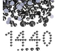 sourcing map 1440 Pcs Hotfix Rhinestones, 2mm-5mm, Flatback Crystal Glass Gems with Clear Bag Nail Art Kit for Crafts Clothes DIY Decoration 5 Sizes (SS6-SS20 Set,Black)