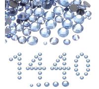 sourcing map 1440 Pcs Hotfix Rhinestones, 2mm-5mm, Flatback Crystal Glass Gems with Clear Bag Nail Art Kit for Crafts Clothes DIY Decoration 5 Sizes (SS6-SS20 Set,Sky Blue)